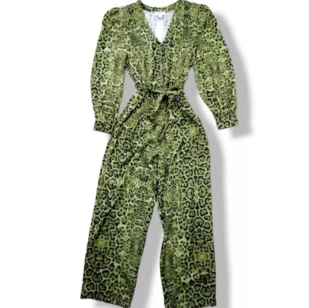Jonny Cota Skingraft Making the Cut Green Leopard Animal Print Satin Jumpsuit XL - Picture 4 of 10